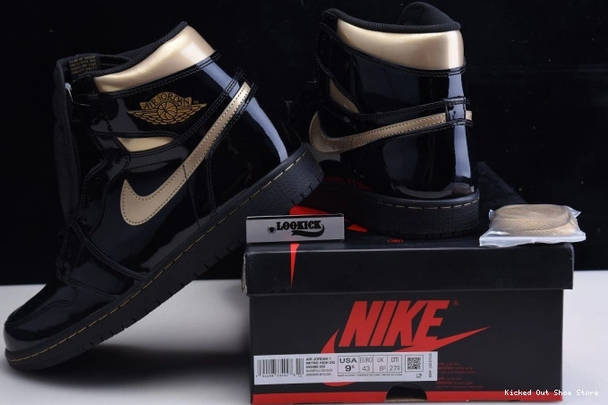 Kicked Out Shoe Store GOLD 1 555088-032 AIR HIGH METALLIC BLACK JORDAN RETRO (2020) 0804